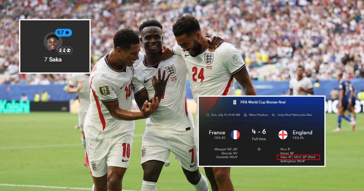Arsenal's Bukayo Saka Scores Three as England Beat France 6-4 at World Cup 2026