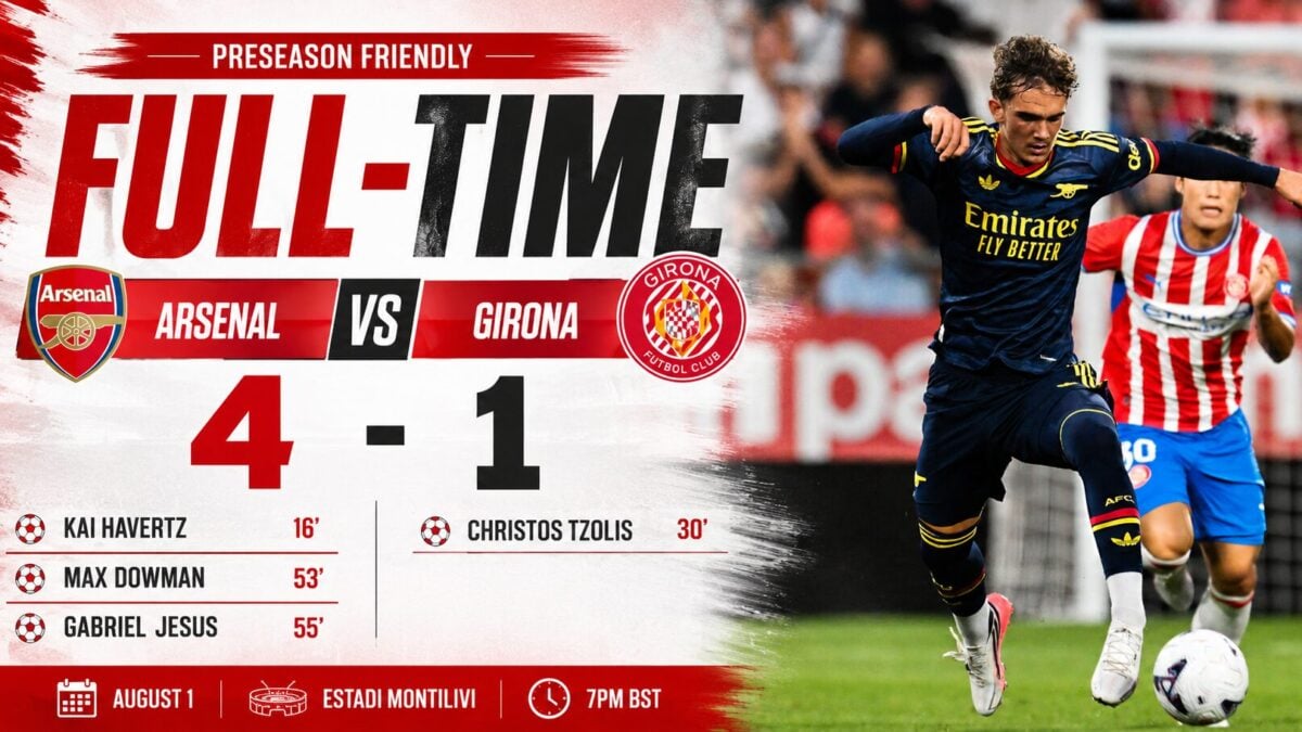 Girona vs Arsenal Result: Havertz, Tzolis, Dowman Score in 4-1 Pre-Season Rout