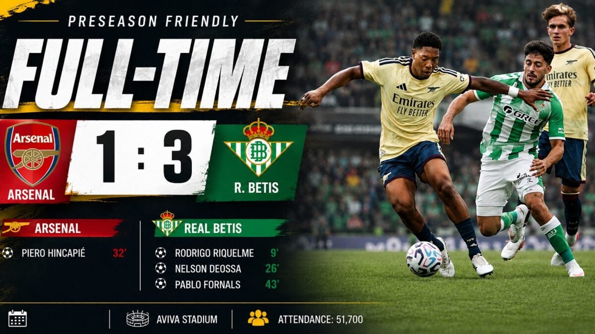 Arsenal Lose 3-1 to Real Betis in Pre-Season Friendly