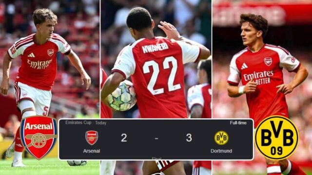 Tzolis Superb, Nwaneri Scores as Arsenal Lose 3-2 to Borussia Dortmund